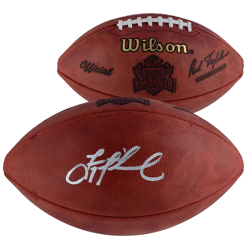Ballon de football professionnel Duke dédicacé par Troy Aikman des Dallas Cowboys pour le Super Bowl XXVII