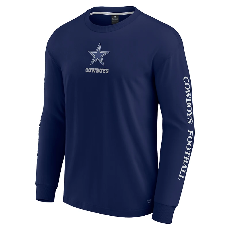 T-shirt unisexe à manches longues Fanatics bleu marine des Cowboys de Dallas Elements Strive