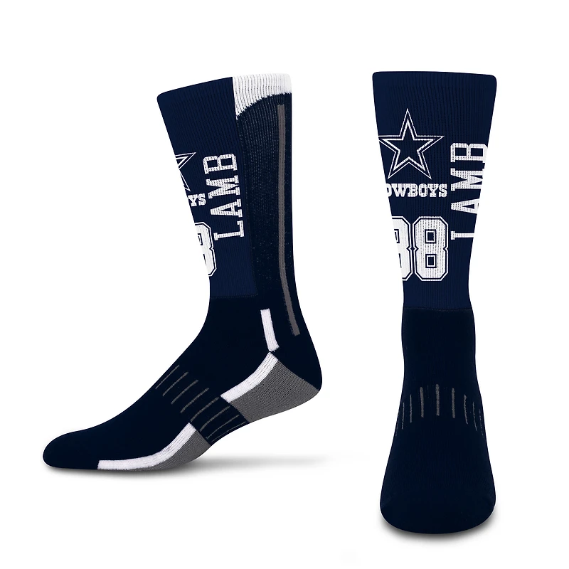 Chaussettes unisexes For Bare Feet CeeDee Lamb Dallas Cowboys, modèle « Name & Number », mi-mollet.