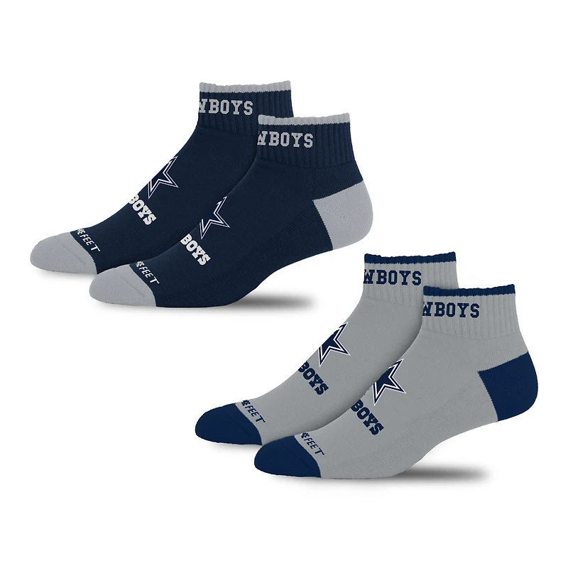 Lot de 2 paires de chaussettes unisexes pieds nus Dallas Cowboys, devant et au centre