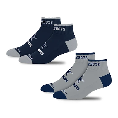 Lot de 2 paires de chaussettes unisexes pieds nus Dallas Cowboys, devant et au centre