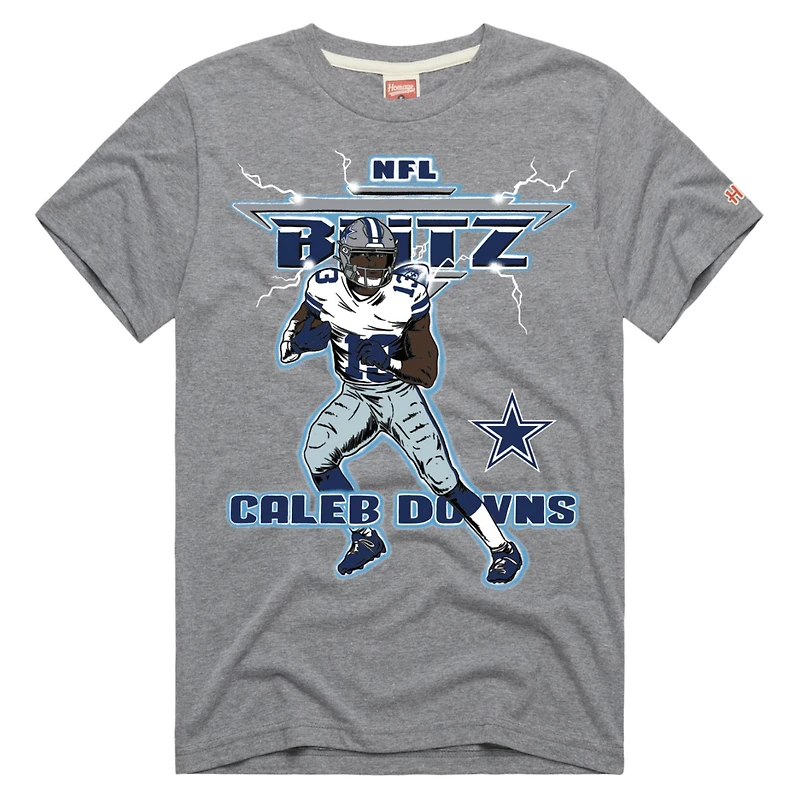 T-shirt unisexe Hommage à Caleb Downs, gris, Dallas Cowboys, NFL Blitz Graphic Tri-Blend