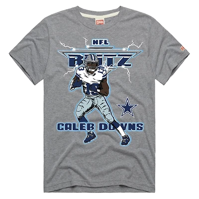 T-shirt unisexe Hommage à Caleb Downs, gris, Dallas Cowboys, NFL Blitz Graphic Tri-Blend
