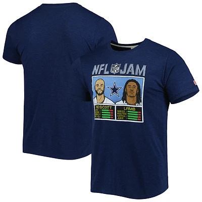T-shirt unisexe hommage CeeDee Lamb & Dak Prescott bleu marine chiné Dallas Cowboys NFL Jam Tri-Blend