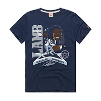 Unisex Homage CeeDee Lamb Navy Dallas Cowboys Caricature Player Graphic Tri-Blend T-Shirt