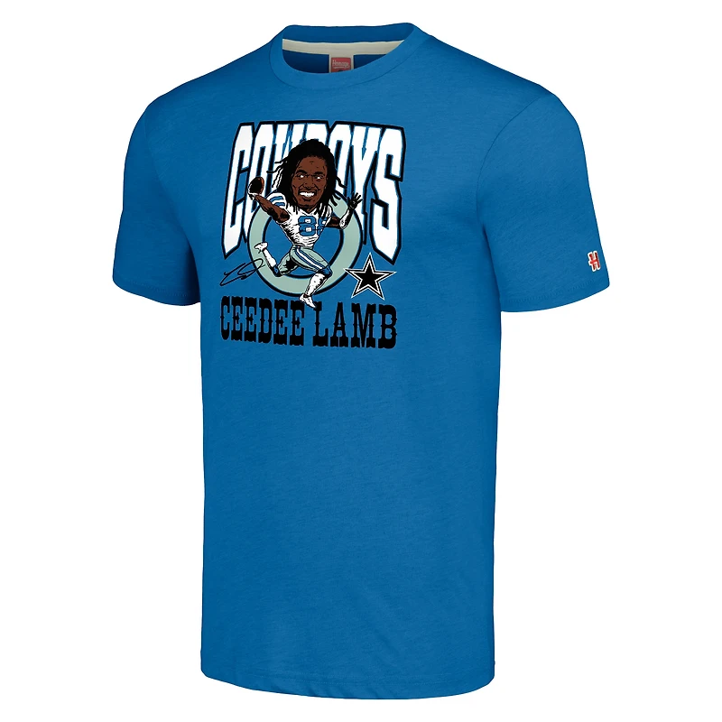 Unisex Homage CeeDee Lamb Royal Dallas Cowboys Caricature Player Tri-Blend T-Shirt