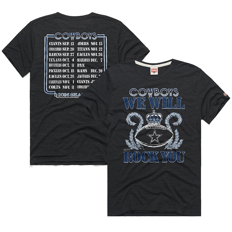 Unisex Homage Charcoal Dallas Cowboys 2026 NFL Schedule Queen Tri-Blend T-Shirt