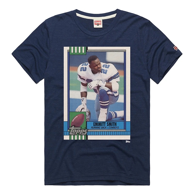 Unisex Homage Emmitt Smith Navy Dallas Cowboys NFL Topps Trading Card Tri-Blend T-Shirt