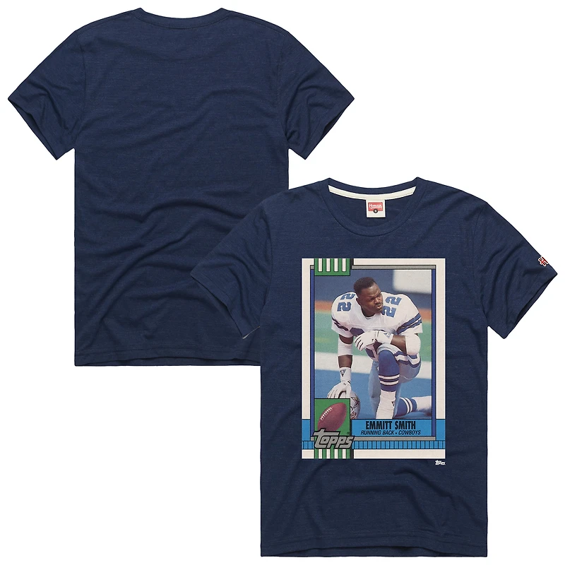 Unisex Homage Emmitt Smith Navy Dallas Cowboys NFL Topps Trading Card Tri-Blend T-Shirt