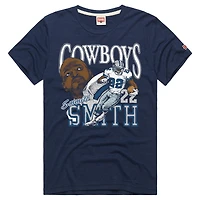 T-shirt unisexe hommage à Emmitt Smith, joueur retraité des Cowboys de Dallas, caricature classique, bleu marine