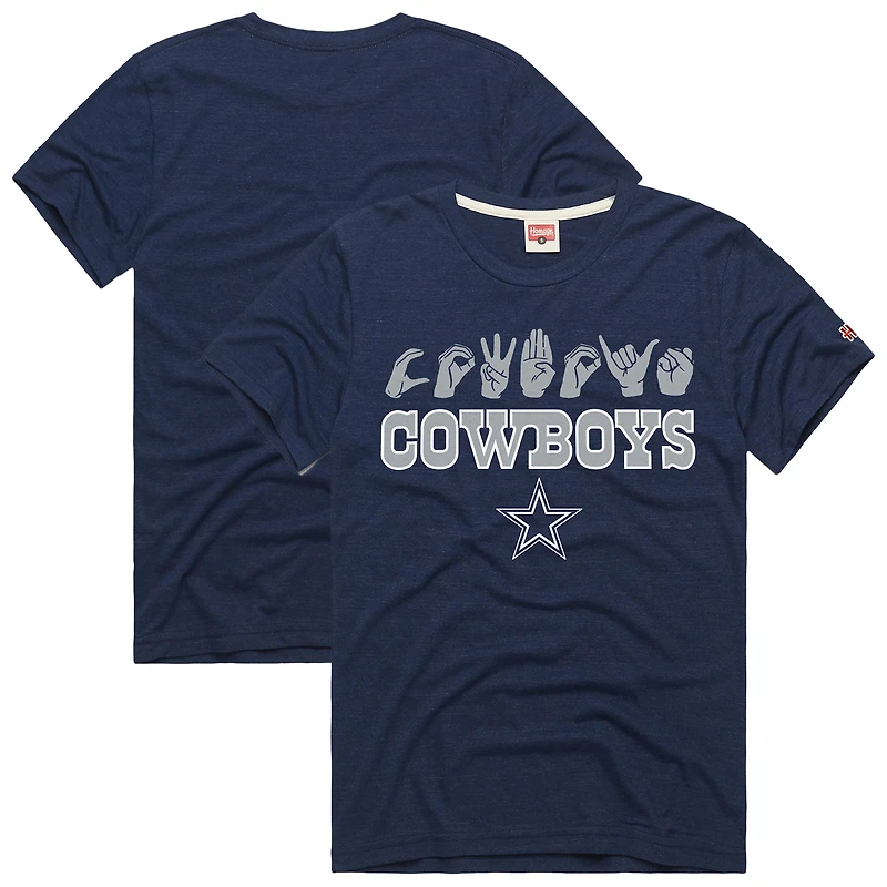T-shirt unisexe bleu marine hommage Dallas Cowboys NFL ASL Collection par Love Sign Tri-Blend