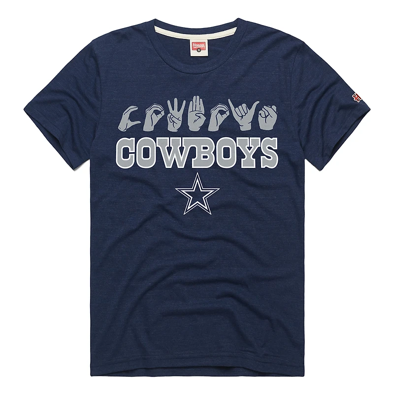 T-shirt unisexe bleu marine hommage Dallas Cowboys NFL ASL Collection par Love Sign Tri-Blend