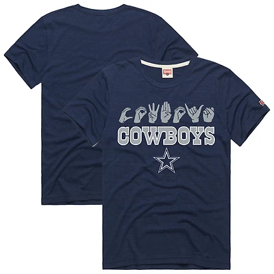 T-shirt unisexe bleu marine hommage Dallas Cowboys NFL ASL Collection par Love Sign Tri-Blend