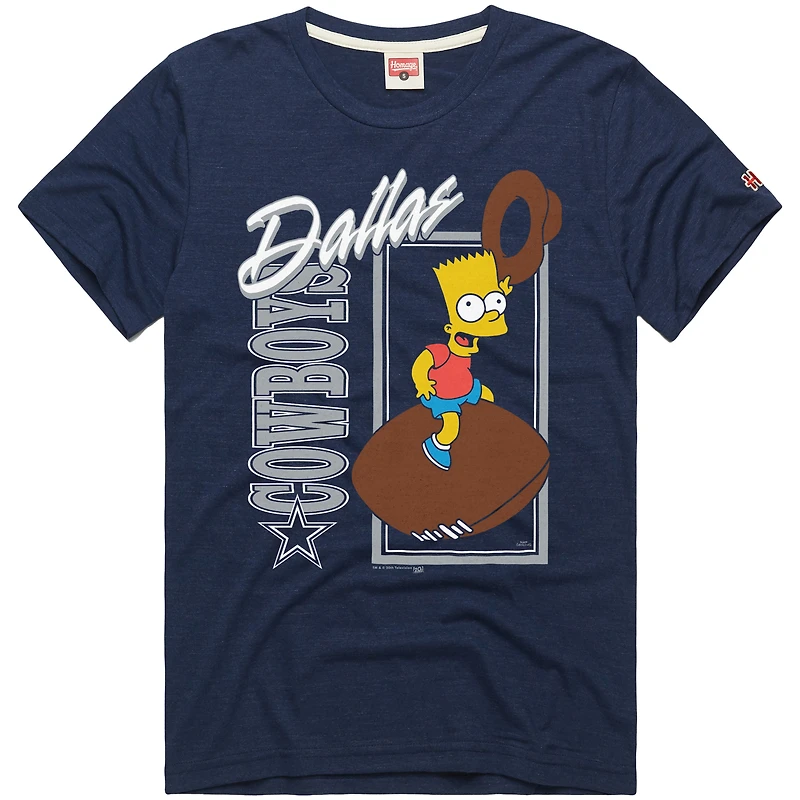 Unisex Homage x The Simpsons Navy Dallas Cowboys Tri-Blend T-Shirt