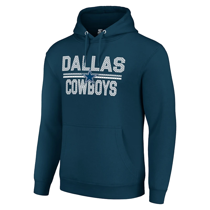 Unisex Starter Navy Dallas Cowboys Team Mesh Print Graphic Tri-Blend Pullover Hoodie
