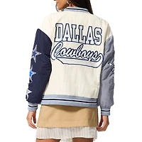 Blouson aviateur unisexe Terez crème/gris Dallas Cowboys Colorblock Star à boutons-pression
