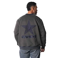 Veste aviateur en polaire unisexe à boutons-pression Dallas Cowboys de The Wild Collective, couleur anthracite