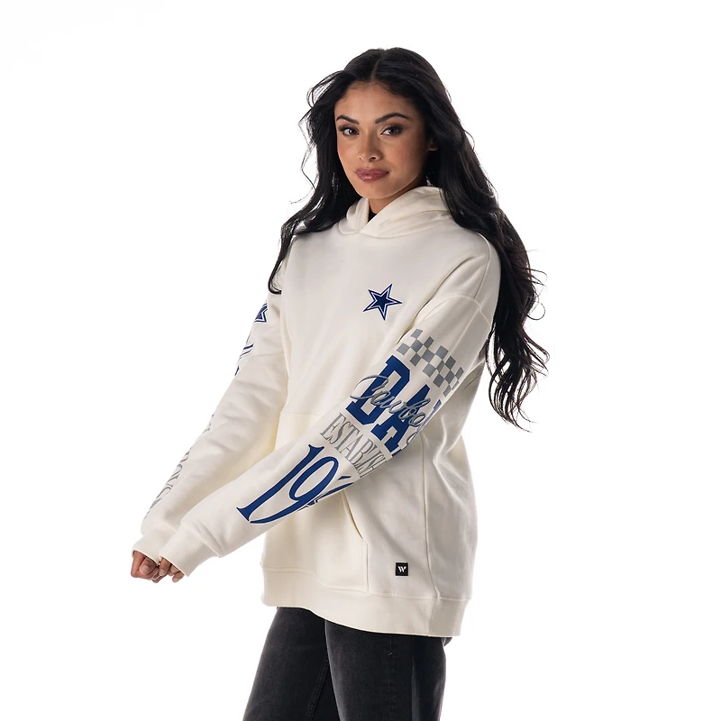Unisex The Wild Collective  White Dallas Cowboys Stacked Graphic Sleeve Fleece Hoodie