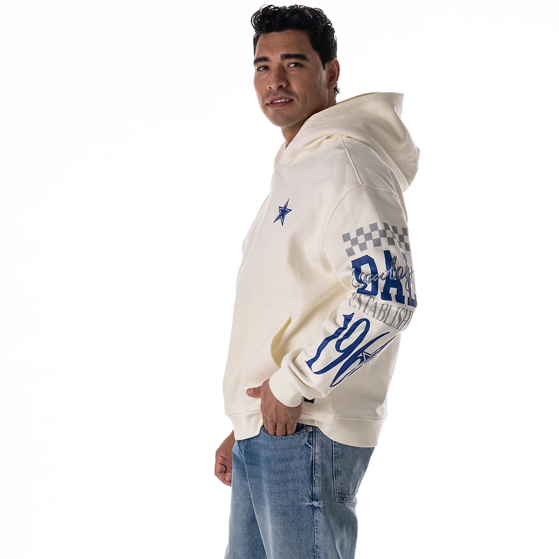 Unisex The Wild Collective  White Dallas Cowboys Stacked Graphic Sleeve Fleece Hoodie