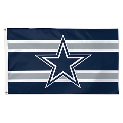 Drapeau de luxe WinCraft Dallas Cowboys 3' x 5' à rayures horizontales, une face