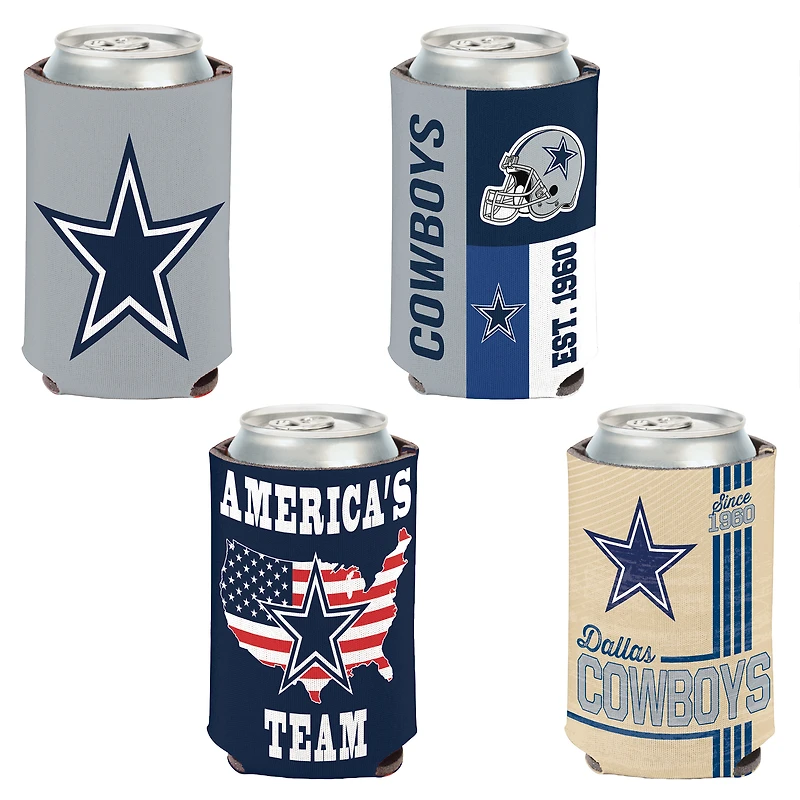 WinCraft Dallas Cowboys, paquet de 4, 12 oz. Ensemble refroidisseur de canettes