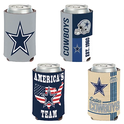 WinCraft Dallas Cowboys, paquet de 4, 12 oz. Ensemble refroidisseur de canettes