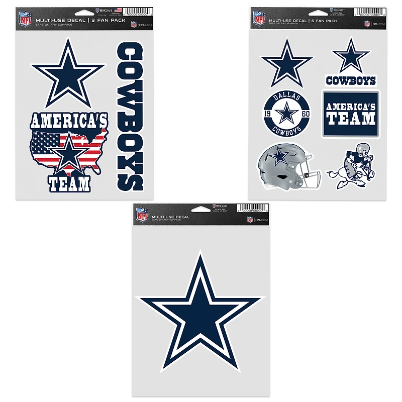 WinCraft Dallas Cowboys Three-Pack Fan Decal Set