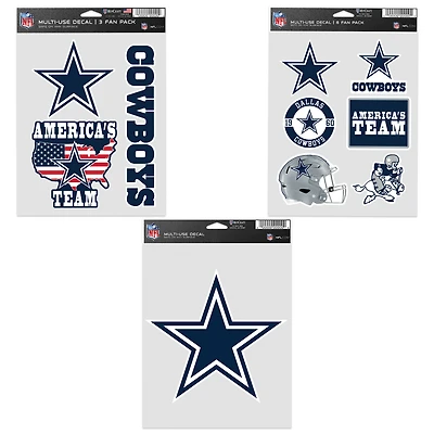 WinCraft Dallas Cowboys Three-Pack Fan Decal Set