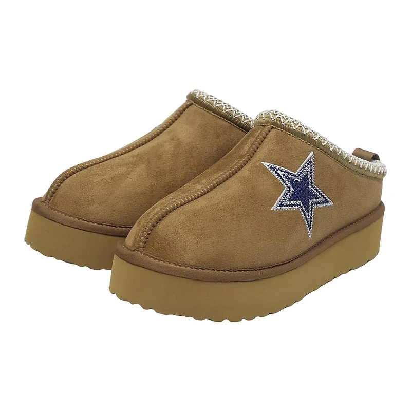 Women's Cuce  Tan Dallas Cowboys Chestnut Slip On Boots with Crystal Logo