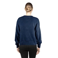 Women's New Era  Navy Dallas Cowboys Throwback Distressed Boxy Pullover Sweatshirt