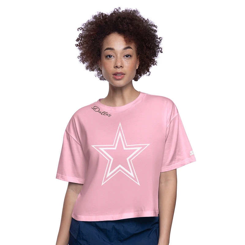 T-shirt court rose pour femme des Cowboys de Dallas « Play the Ball »