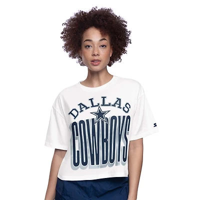 T-shirt court blanc Dallas Cowboys Throwback Play the Ball pour femme