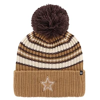 Bonnet en tricot à revers expresso marron Dallas Cowboys '47 pour femme avec pompon