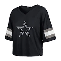 T-shirt court à col en V Double Header Scout des Cowboys de Dallas '47 bleu marine pour femmes