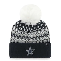 Bonnet Elsa bleu marine Dallas Cowboys pour femme, modèle 47, avec pompon.