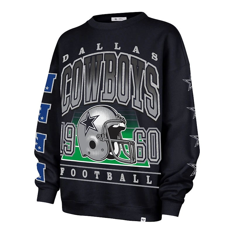Women's '47  Navy Dallas Cowboys Go Big Oversized Pullover Sweatshirt