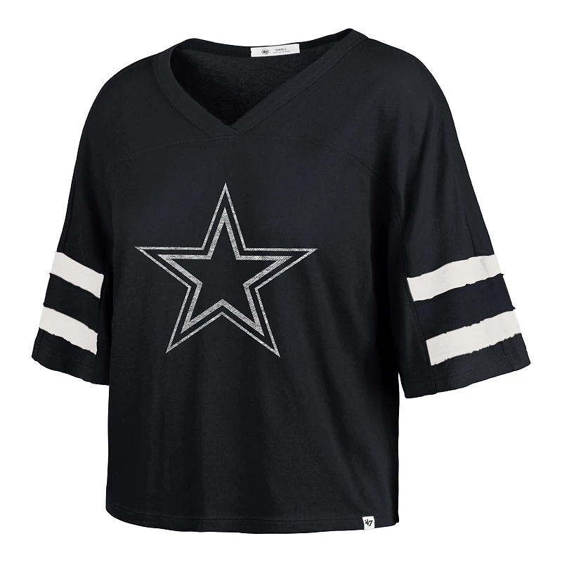 T-shirt court à col en V « 47 » bleu marine Dallas Cowboys Premier Scout pour femme