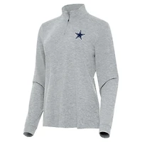 Women's Antigua  Heather Gray Dallas Cowboys Mentor Quarter-Zip Jacket