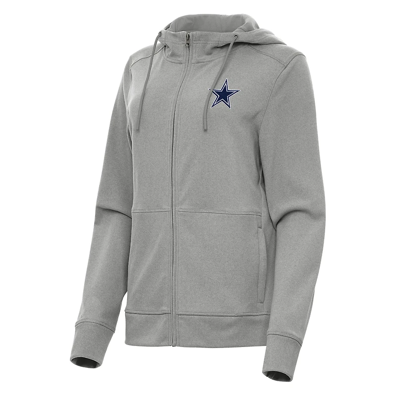 Women's Antigua  Heather Gray Dallas Cowboys Seeker Full-Zip Hoodie Jacket