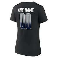 T-shirt à col en V personnalisé avec nom et numéro, Dallas Cowboys, noir, pour femme, domicile, terrain.