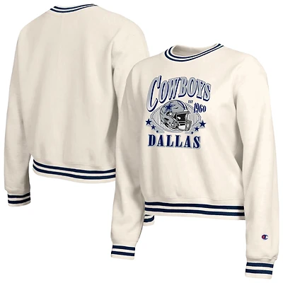 Sweat-shirt en polaire tissée inversée crème Champion pour femme, Dallas Cowboys
