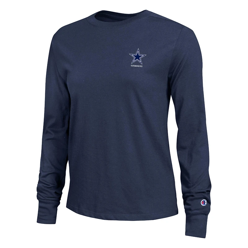 T-shirt à manches longues Champion pour femmes, bleu marine, Dallas Cowboys Core