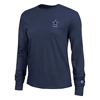 T-shirt à manches longues Champion pour femmes, bleu marine, Dallas Cowboys Core