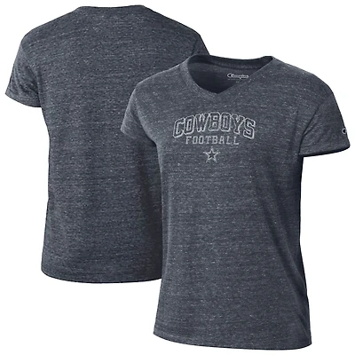 Women's Champion Navy Dallas Cowboys Triumph Tri-Blend V-Neck T-Shirt
