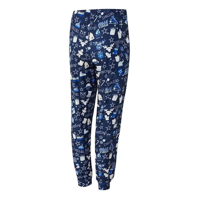 Ensemble de nuit pour femme College Concepts bleu marine Dallas Cowboys avec t-shirt à manches longues et pantalon couleur marron