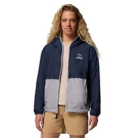Coupe-vent à capuche Columbia Spire pour femme, bleu marine/gris, Dallas Cowboys