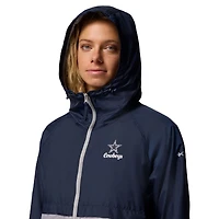Coupe-vent à capuche Columbia Spire pour femme, bleu marine/gris, Dallas Cowboys