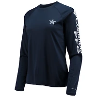 Women's Columbia Navy/White Dallas Cowboys Tidal Omni-Shade Raglan Long Sleeve T-Shirt
