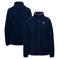 Women's Columbia Navy Dallas Cowboys Give and Go III Fleece Raglan Full-Zip Jacket