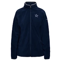 Women's Columbia Navy Dallas Cowboys Give and Go III Fleece Raglan Full-Zip Jacket
